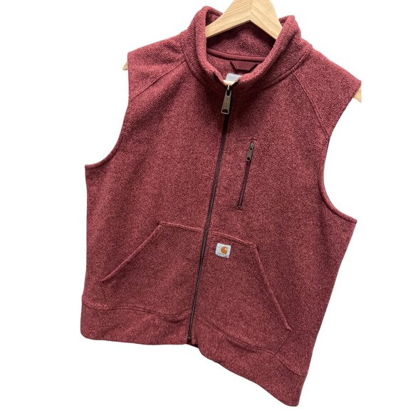 Carhartt Kentwood Burgandy Fleece Full Zip Vest - Picture 1 of 7
